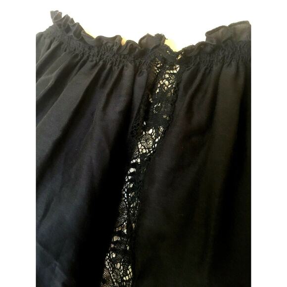 Barbara Bui Top Blouse Ruched Lace Long Sleeve Black Off Shoulder Oversized 40 - Picture 3 of 7